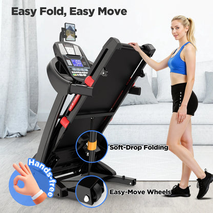Famistar 5.0HP Folding Treadmill for Home with 20 Auto Incline, Smart APP, 300Lbs, Hifi Bluetooth Speakers, 64 Programs, 12MPH Speed, Foldable Electric Treadmill Running Machine, Knee Strap Gift