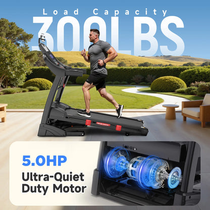 Famistar 5.0HP Folding Treadmill for Home with 20 Auto Incline, Smart APP, 300Lbs, Hifi Bluetooth Speakers, 64 Programs, 12MPH Speed, Foldable Electric Treadmill Running Machine, Knee Strap Gift